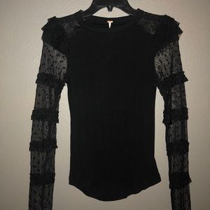 Free People Black Ruffle Top